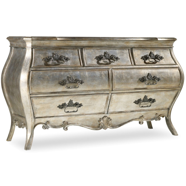 Bardot Silver Leaf Bombay-Inspired 7-Drawer Dresser with Cedar Lining