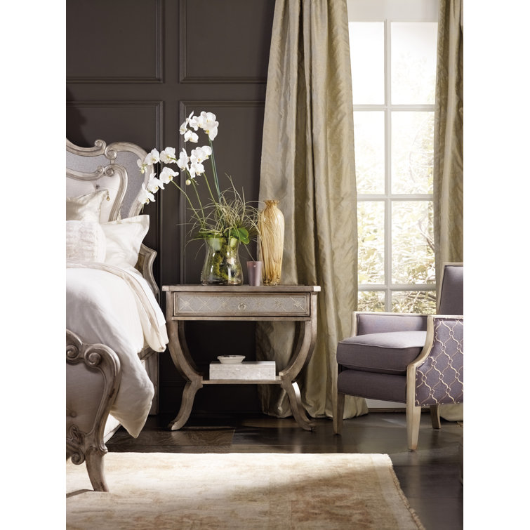 Silver Leaf Traditional 1-Drawer Nightstand with Mirror Top
