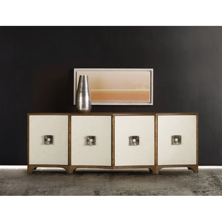 Melange 92'' Transitional Brown and White Media Console