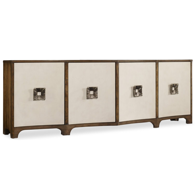 Melange 92'' Transitional Brown and White Media Console