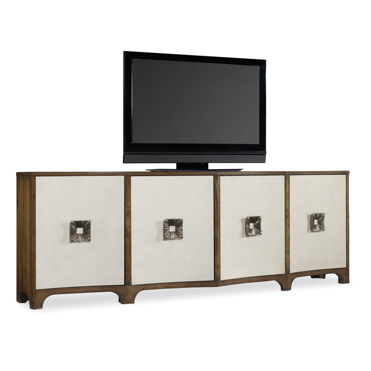 Melange 92'' Transitional Brown and White Media Console
