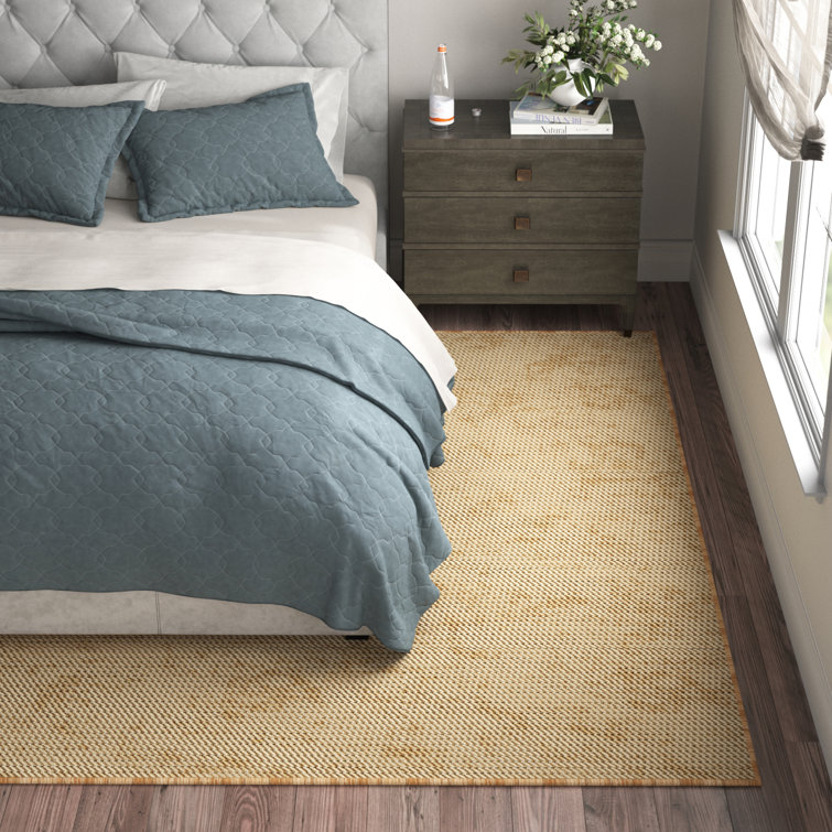 Green and Beige Flat Woven Synthetic Stripe Rug, 5' x 7'