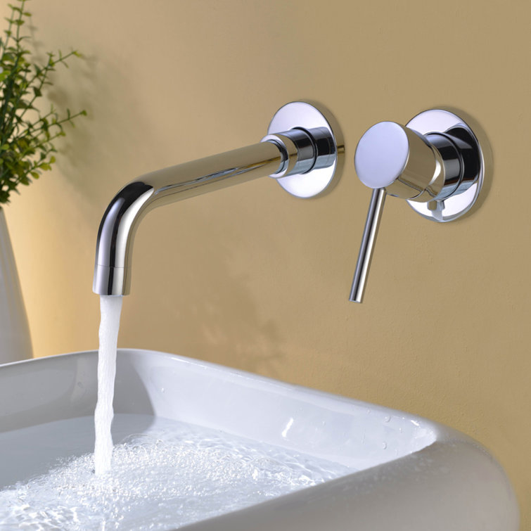Contemporary Polished Brass Wall-Mounted Bathroom Faucet