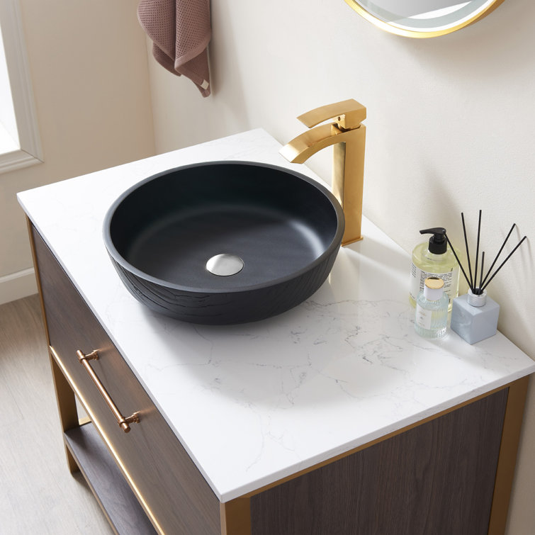 Matte Black Round Glass Bathroom Vessel Sink Bowl