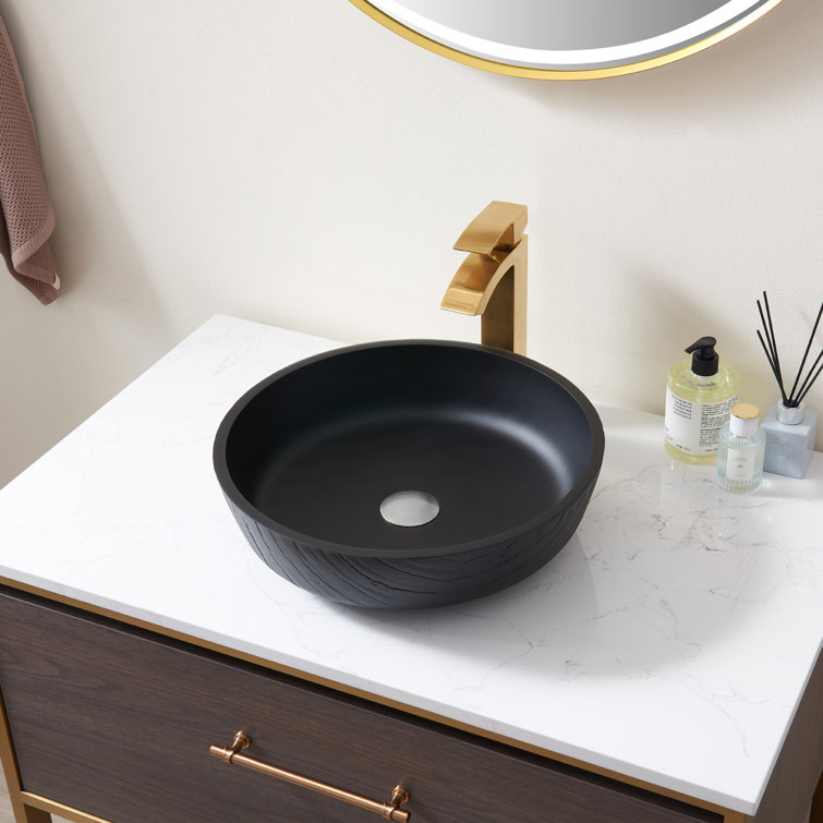 Matte Black Round Glass Bathroom Vessel Sink Bowl
