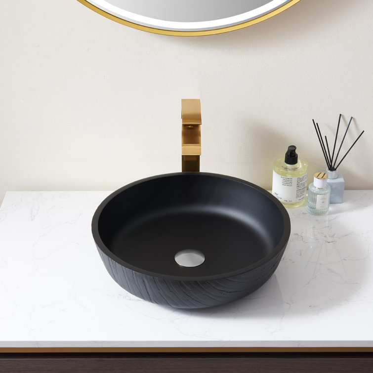 Matte Black Round Glass Bathroom Vessel Sink Bowl