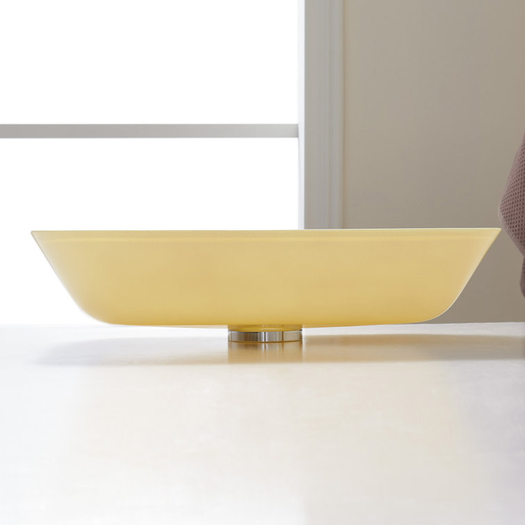 Matte White 18" Rectangular Tempered Glass Bathroom Sink