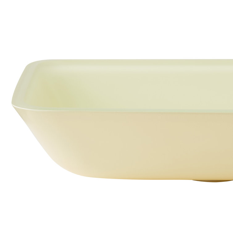 Matte White 18" Rectangular Tempered Glass Bathroom Sink