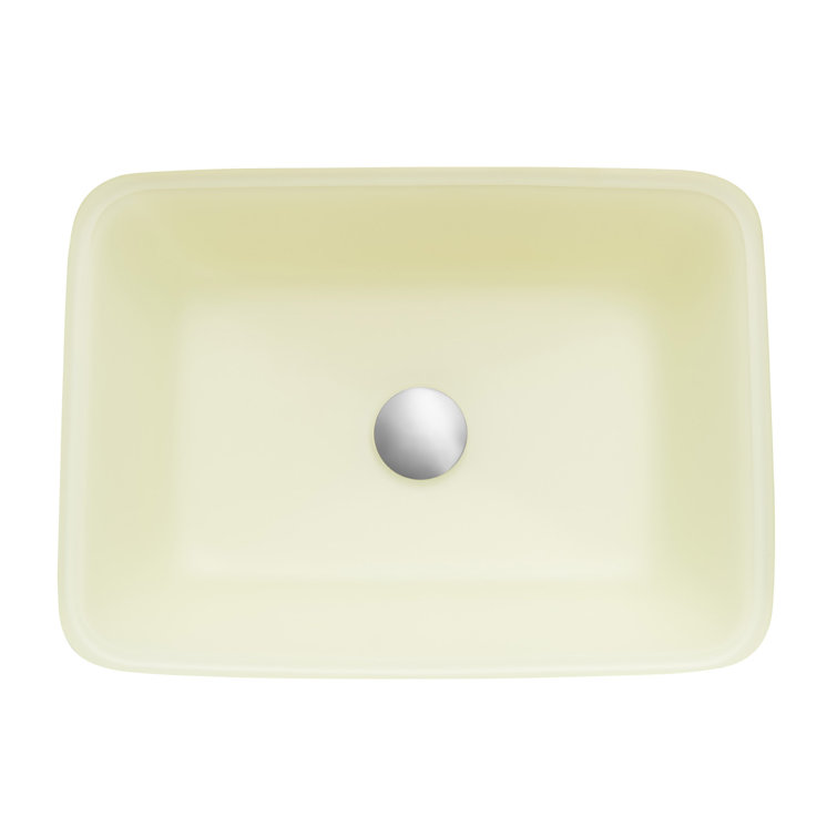 Matte White 18" Rectangular Tempered Glass Bathroom Sink