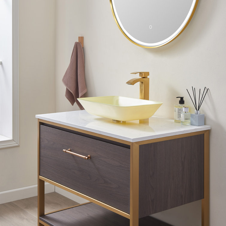 Matte White 18" Rectangular Tempered Glass Bathroom Sink
