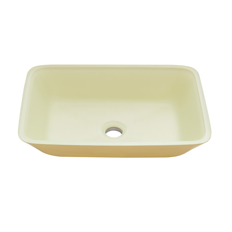 Matte White 18" Rectangular Tempered Glass Bathroom Sink