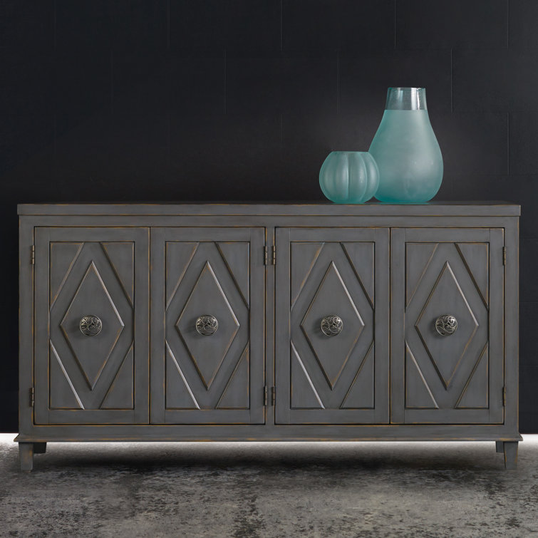 Gray Transitional 68.75'' Media Console with Cabinet