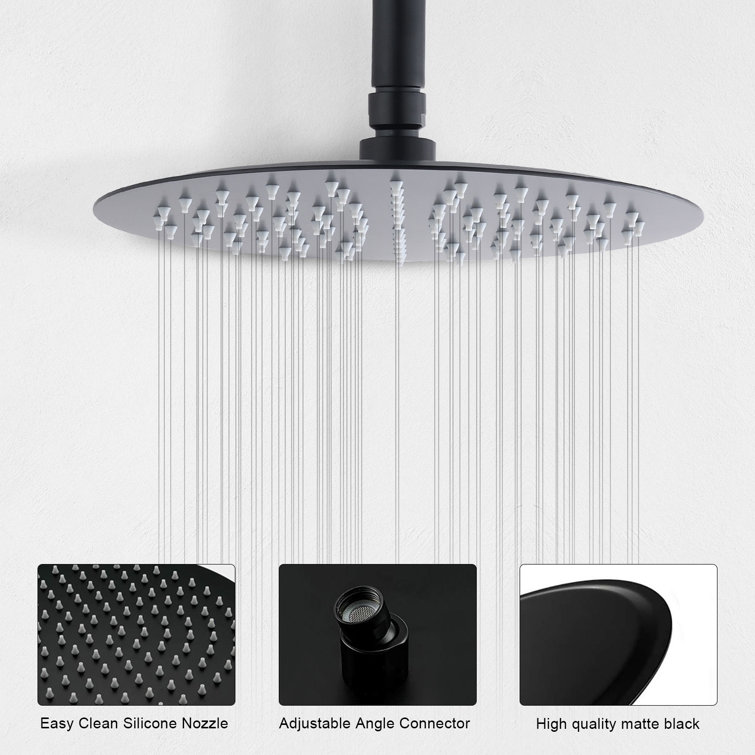 Black Ceiling Mounted Shower System with Handheld Nozzle