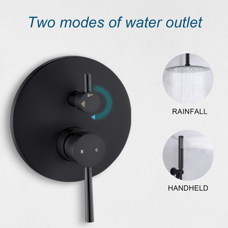 Black Ceiling Mounted Shower System with Handheld Nozzle