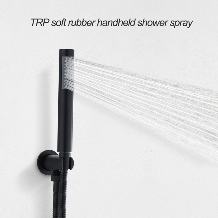 Black Ceiling Mounted Shower System with Handheld Nozzle