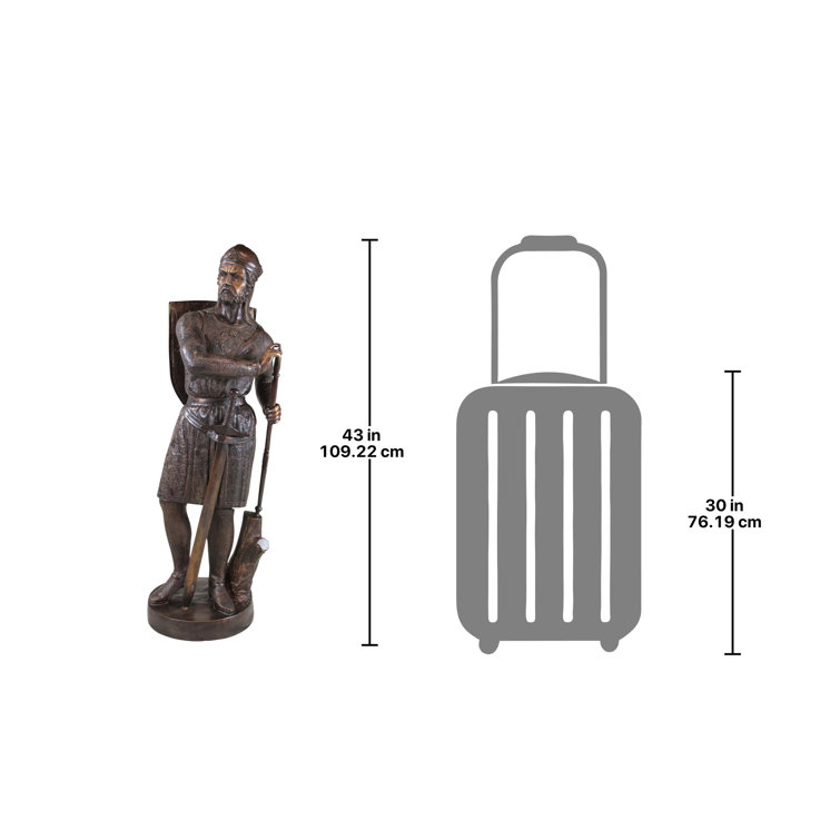Bronze Medieval Soldier Garden Statue with Shield and Sword