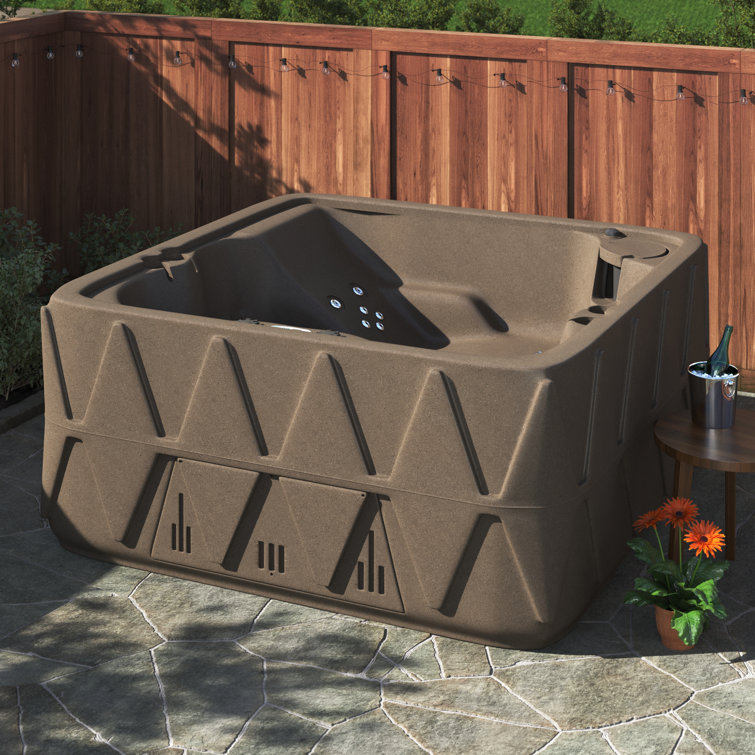 Brownstone 5-Person Rectangle Plug & Play Hot Tub with LED Waterfall