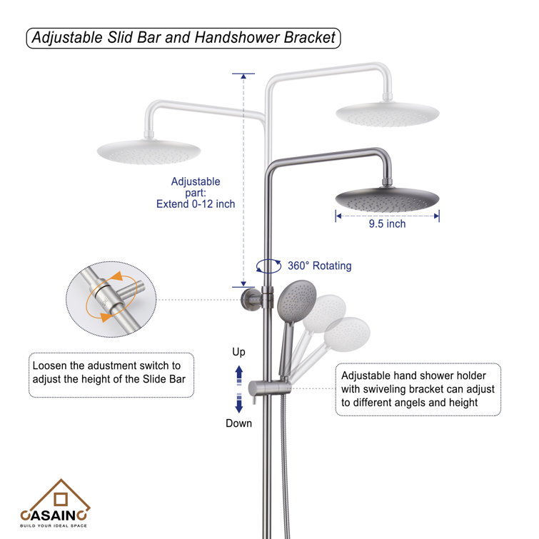 Brushed Nickel Dual Rain and Handheld Shower System