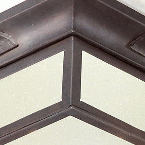 Old Bronze Glass Flush Mount Ceiling Light