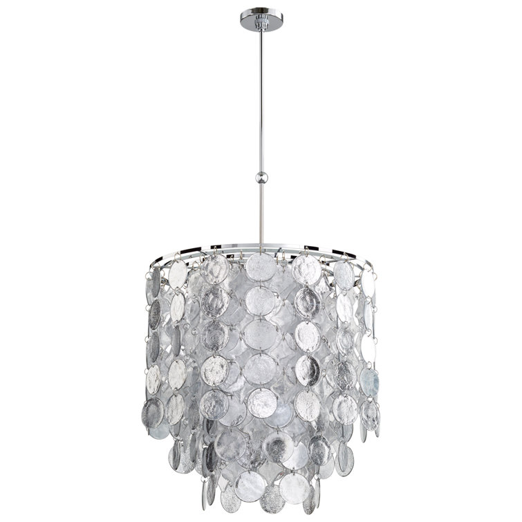 Carina Chrome 9-Light Mini Geometric Chandelier with Frosted Glass
