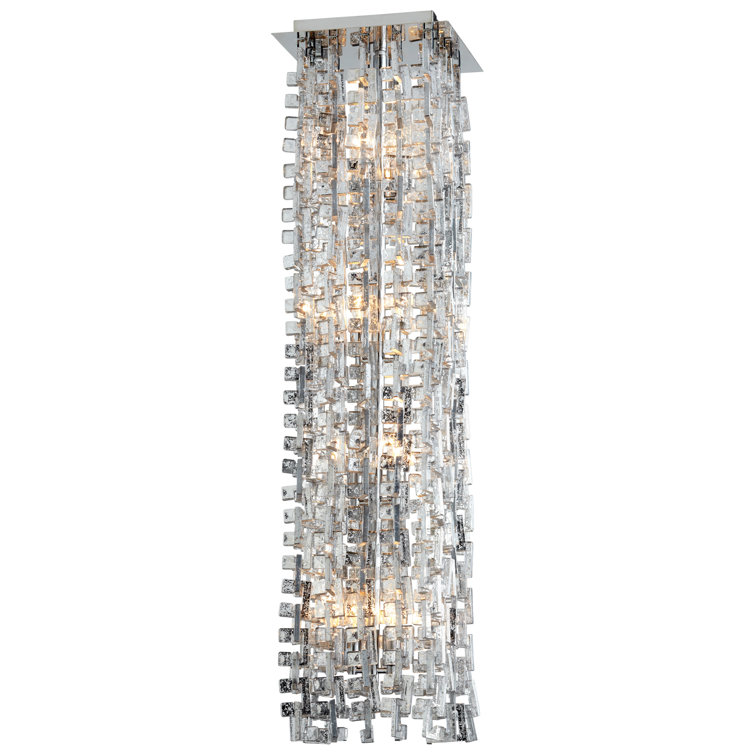 Athropolis Contemporary Chrome Glass Large Pendant, 9.75" W x 42" H