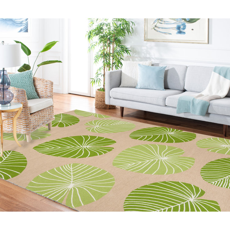 Lily Pad Green and Beige Floral 4' x 6' Rug