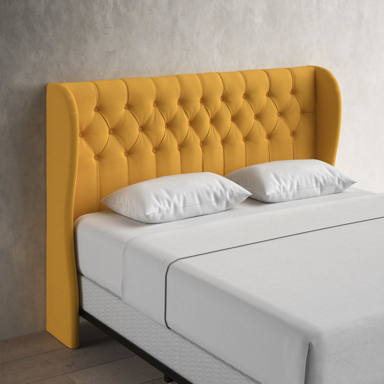 Zuma Natural Textured Linen Tufted California King Upholstered Headboard