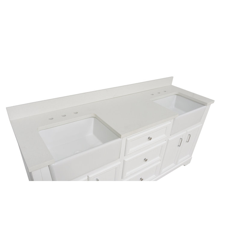 Franklin 72" White Double Bathroom Vanity with Carrara Marble Top