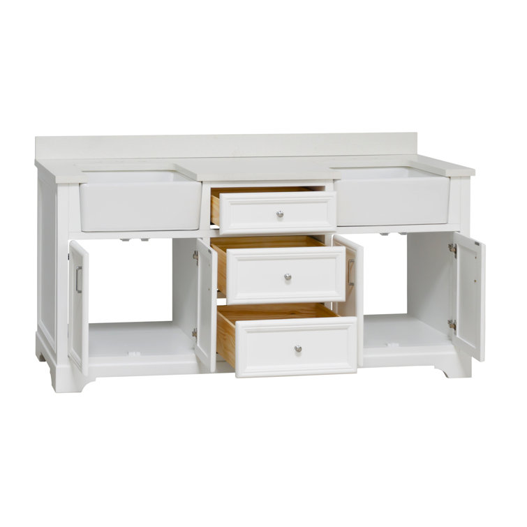 Franklin 72" White Double Bathroom Vanity with Carrara Marble Top