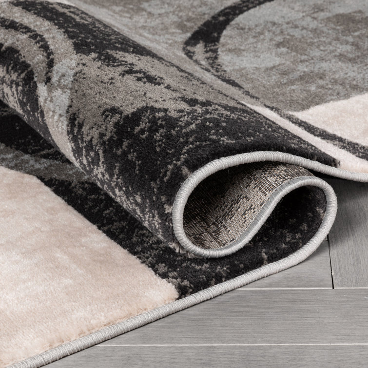 Modern Geometric Grey Green Synthetic 5'3" x 7'3" Area Rug