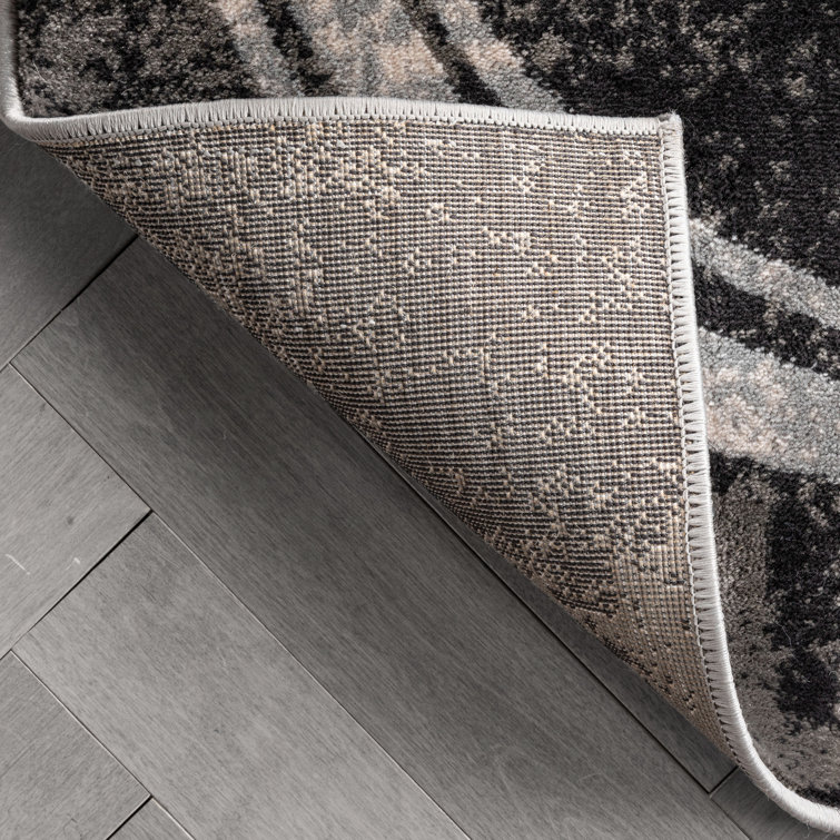 Modern Geometric Grey Green Synthetic 5'3" x 7'3" Area Rug