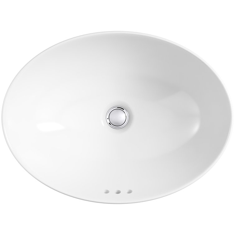 White Ceramic Oval Vessel Bathroom Sink
