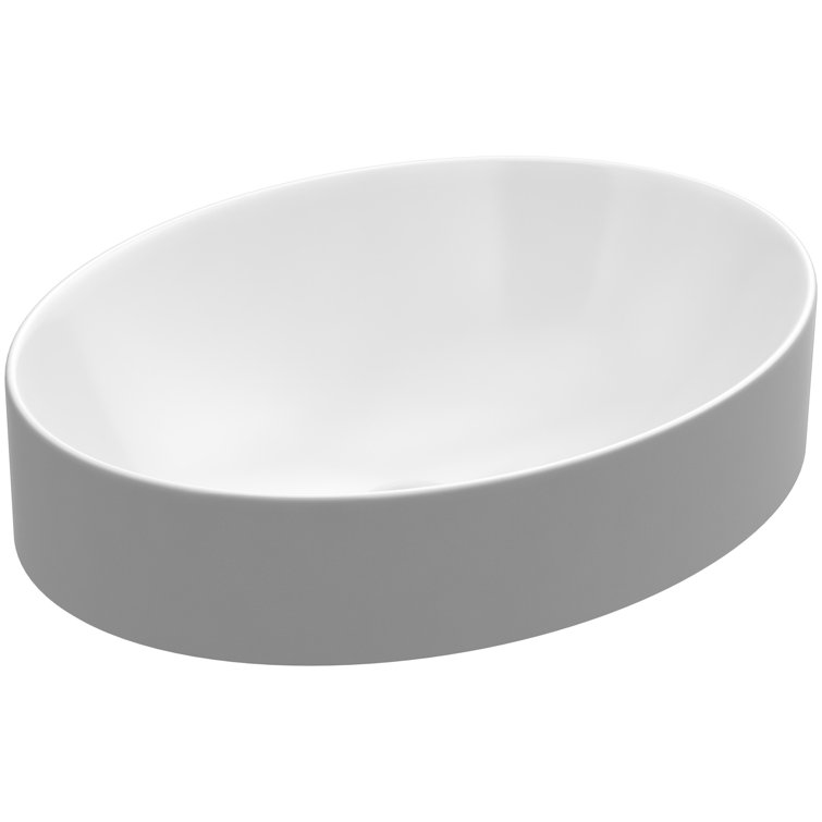 White Ceramic Oval Vessel Bathroom Sink