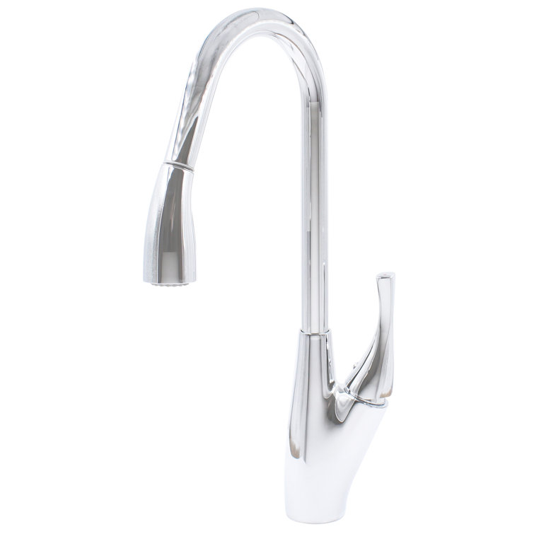 19-Inch Chrome Single Handle Pull-Down Kitchen Faucet