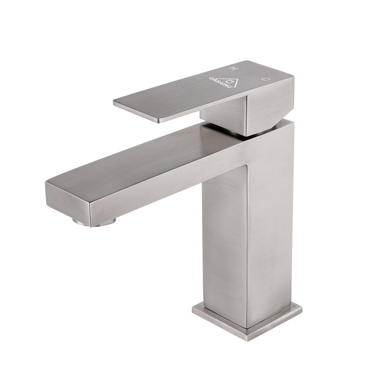 Brushed Nickel Single Handle Modern Bathroom Faucet