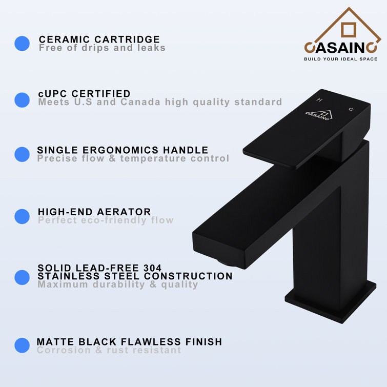 Matte Black Stainless Steel Single Handle Bathroom Faucet