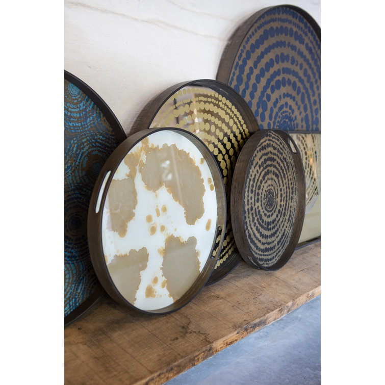 Tribal Quest 19-Inch Black and Brown Wooden Tray