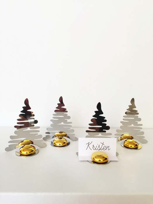 Festive Stainless Steel Christmas Tree Place Markers Set
