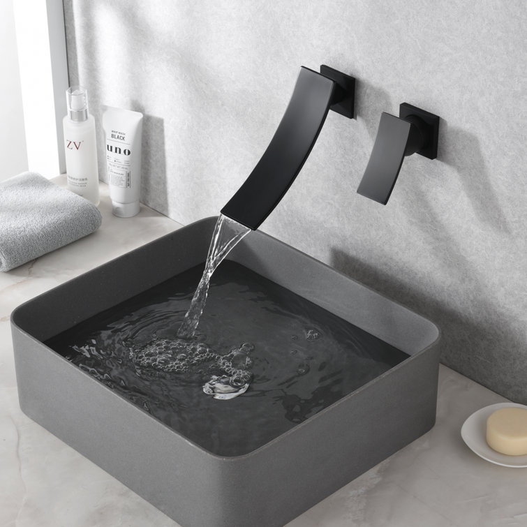 Matte Black Nickel Wall Mount Waterfall Bathroom Faucet