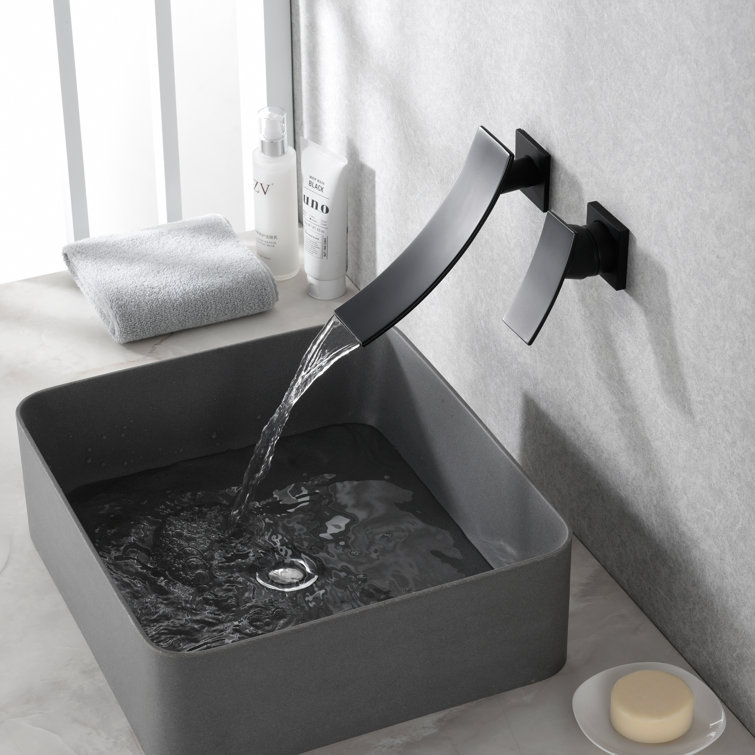 Matte Black Nickel Wall Mount Waterfall Bathroom Faucet