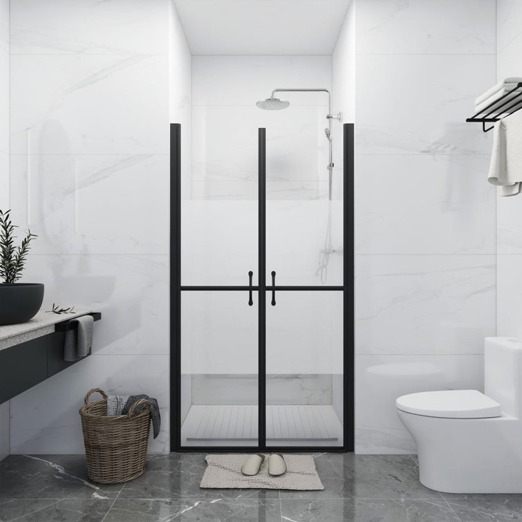 Black Framed Double Sliding Shower Door with Frosted Glass