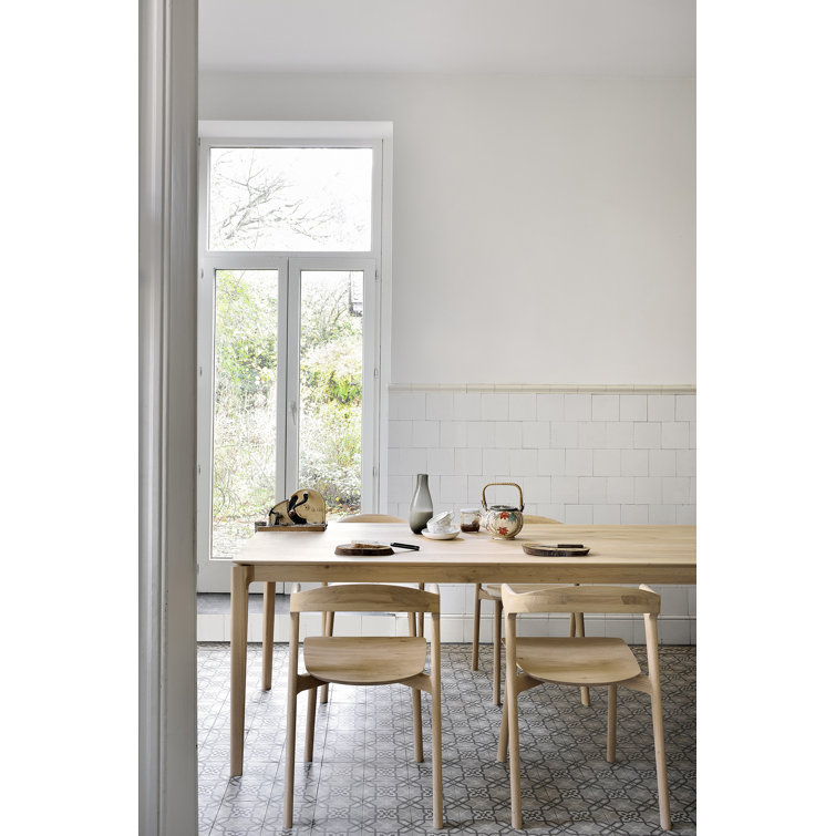 Natural Oak Solid Wood Contemporary Dining Table, 63" x 32"