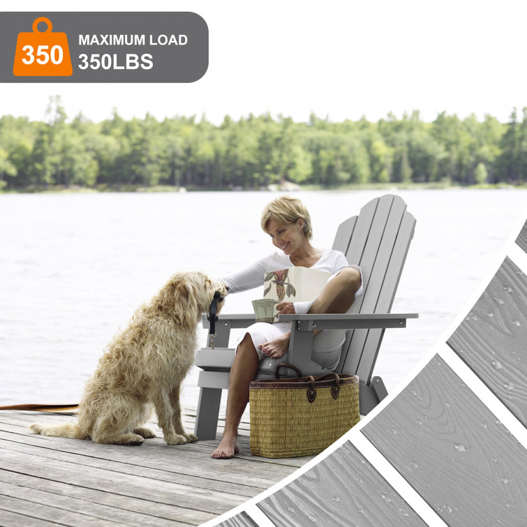 Gray Plastic Outdoor Folding Adirondack Armchair Set