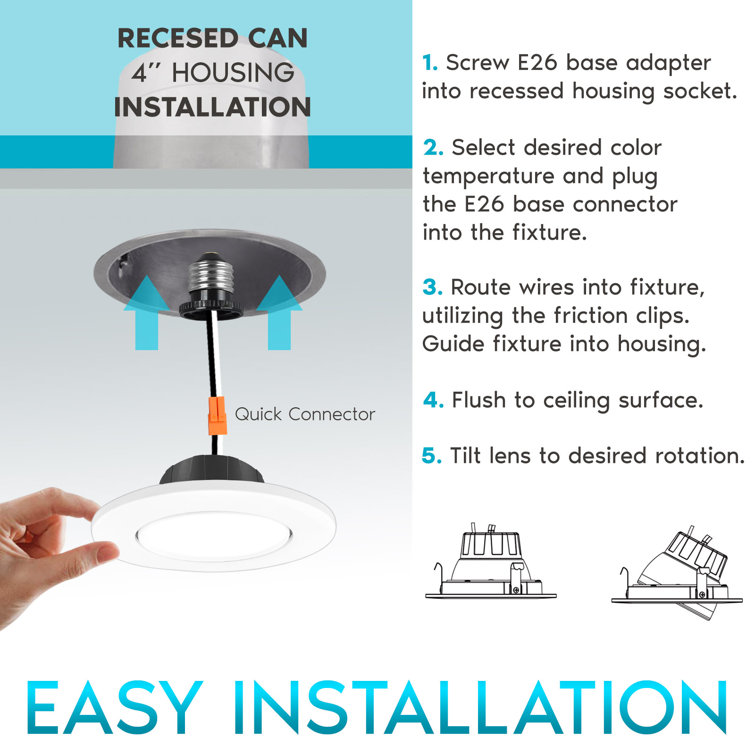4" White Aluminum LED Gimbal Recessed Lighting Kit