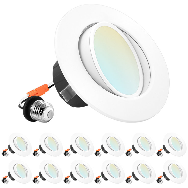 4" White Aluminum LED Gimbal Recessed Lighting Kit