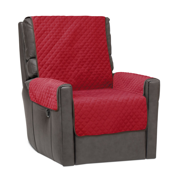 Red and Brown Quilted Recliner Slipcover