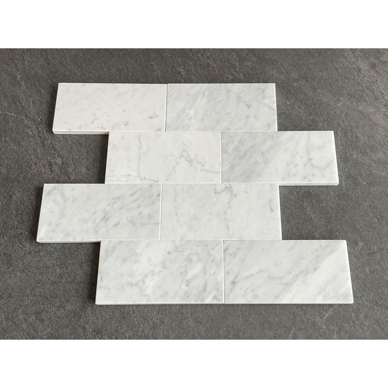 White Carrara Marble 3" x 6" Subway Wall and Floor Tile