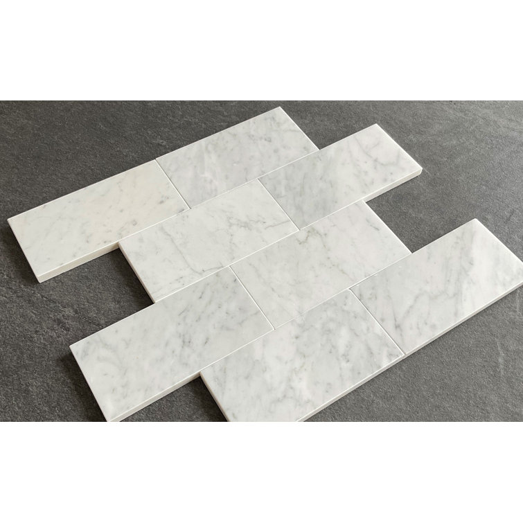 White Carrara Marble 3" x 6" Subway Wall and Floor Tile