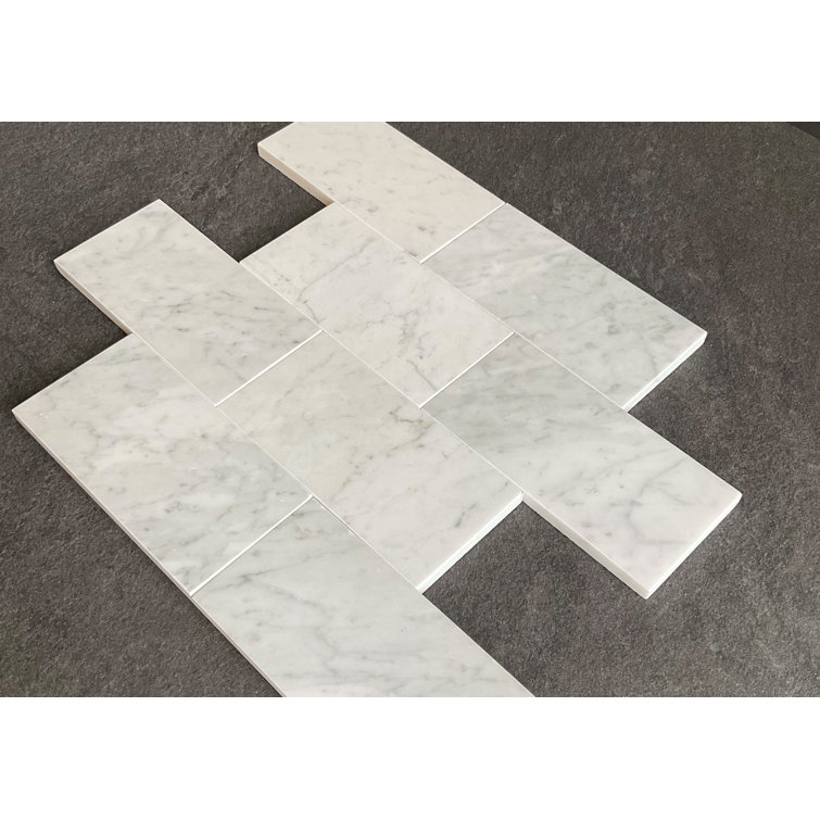 White Carrara Marble 3" x 6" Subway Wall and Floor Tile