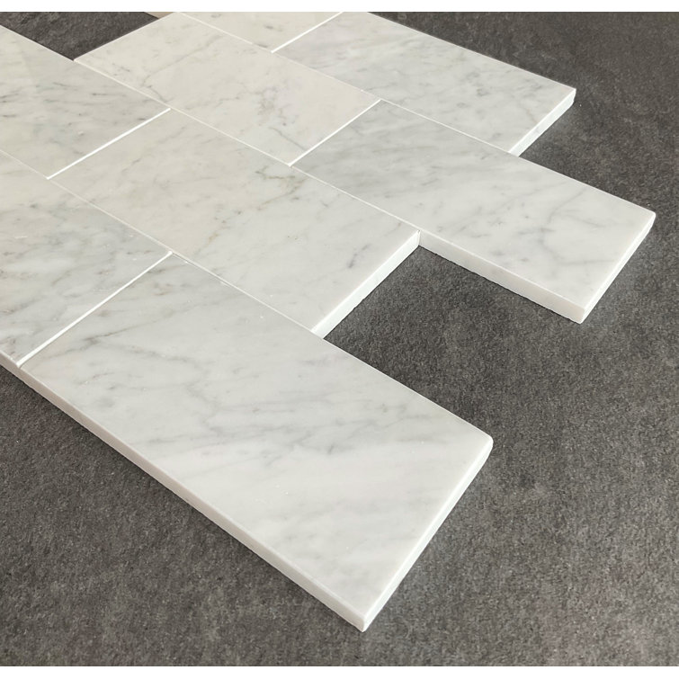 White Carrara Marble 3" x 6" Subway Wall and Floor Tile